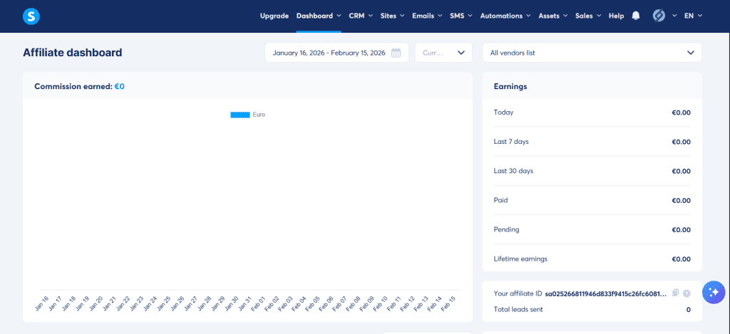 systeme.io dashboard interface for affiliate marketing beginners