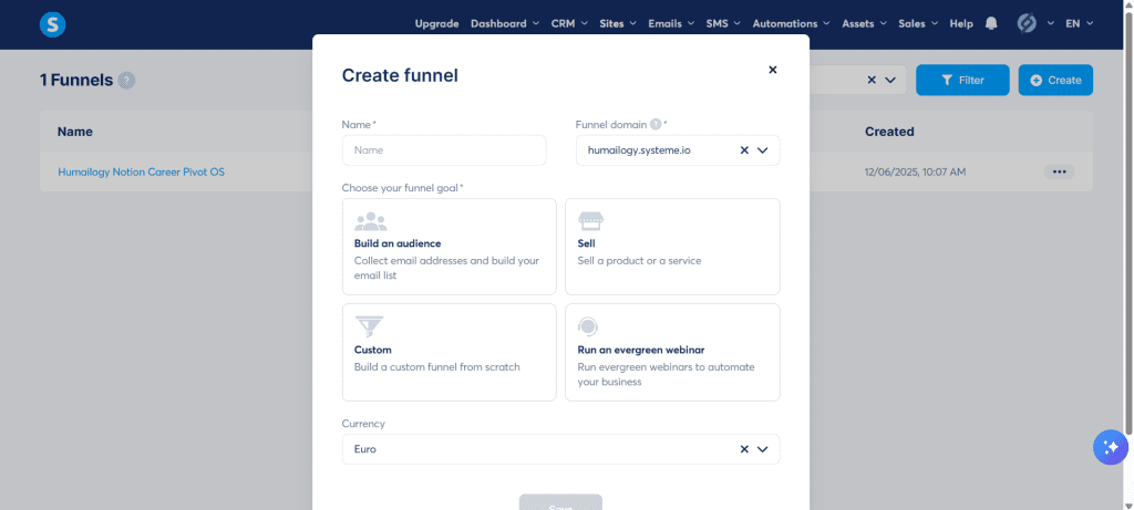 systeme.io funnel builder example for affiliate marketing